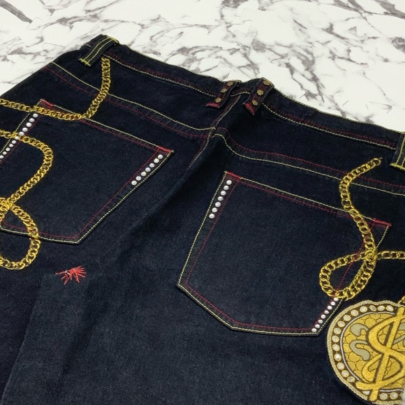 Men's Ruthless Art Black Gold Denim Short - Picture 2 of 4